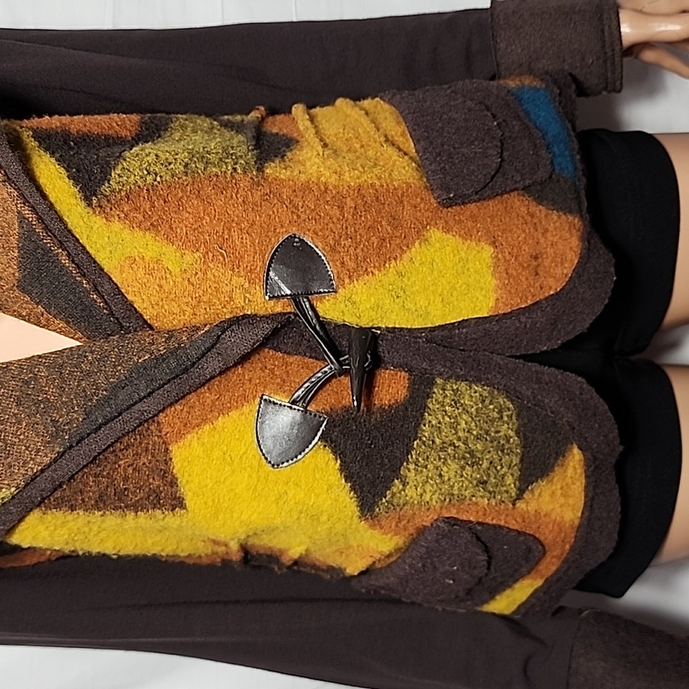 Insight Wool Blend Patchwork Sweater Knit Blazer Cardigan Jacket Size 10 Medium - Picture 4 of 12